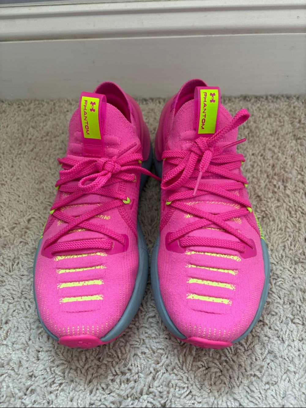 Under Armour Women’s Hot Pink Athletic Sneakers with Neon Yellow Accents